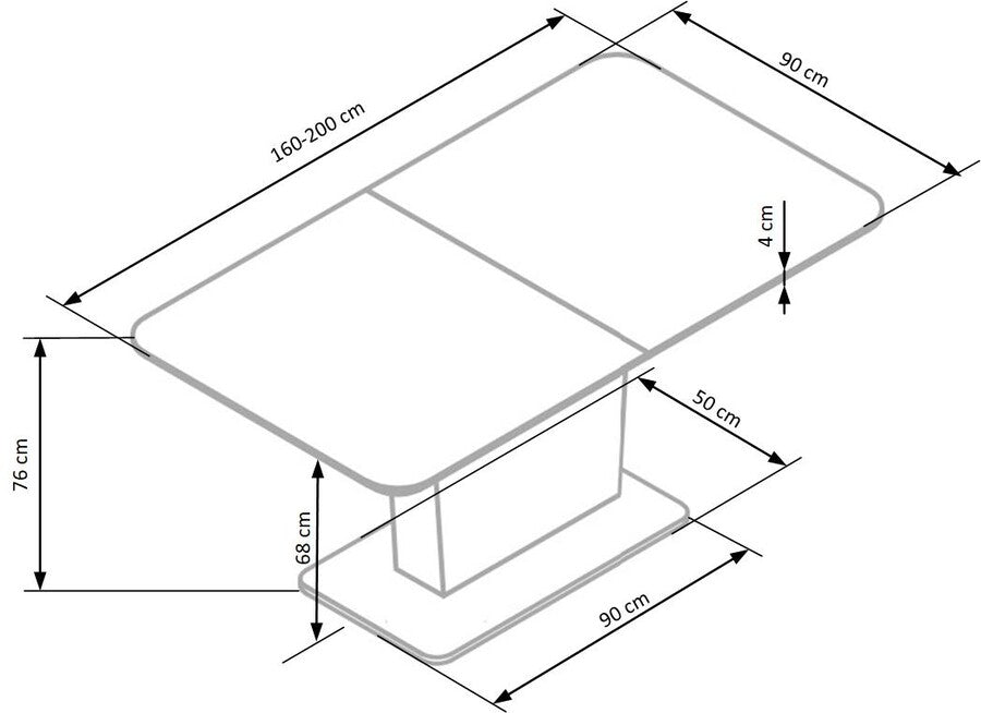 Kitchen Table West Milton | size: Length: 90cm, Width: 200cm, Height: 76cm | color: White | image: 10 | variant: 1007189