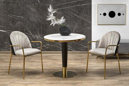 Kitchen Table West Monmouth | size: Length: 79cm, Width: 79cm, Height: 74cm, Diameter: 79cm | color: White/Marble/Black/Gold | image: 1 | variant: 1007408