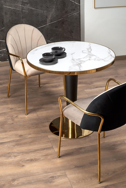 Kitchen Table West Monmouth | size: Length: 79cm, Width: 79cm, Height: 74cm, Diameter: 79cm | color: White/Marble/Black/Gold | image: 3 | variant: 1007408