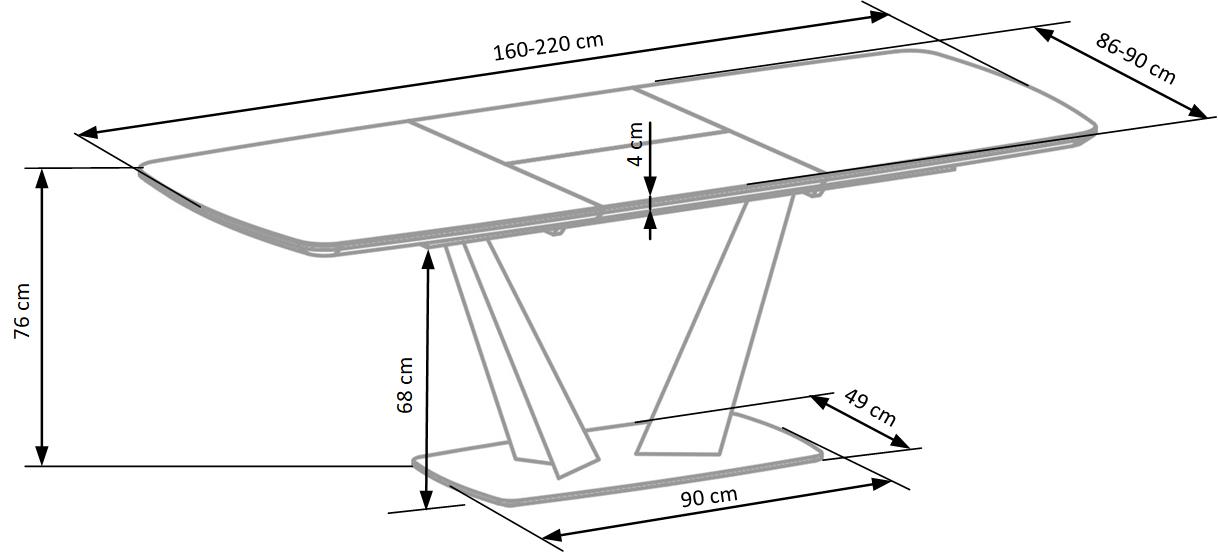 Kitchen Table West Newport | size: Length: 90cm, Width: 220cm, Height: 76cm | color: Black/Grey | image: 9 | variant: 1007190