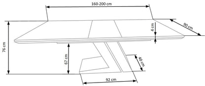 Kitchen Table West Oswestry | size: Length: 90cm, Width: 200cm, Height: 76cm | color: White/Grey | image: 10 | variant: 1007389
