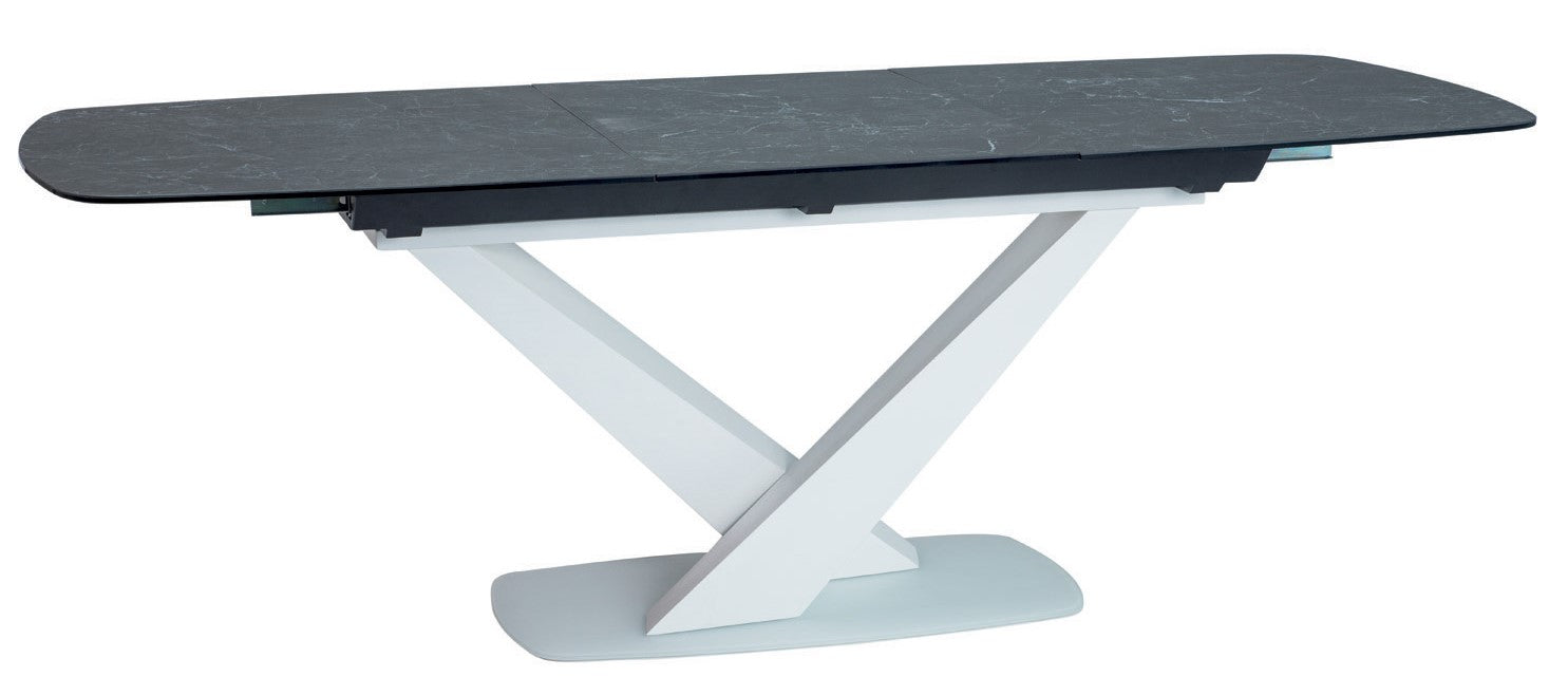 Kitchen Table West Santiago | size: Length: 90cm, Width: 220cm, Height: 76cm | color: White/Marble/Grey | image: 1 | variant: 1007687