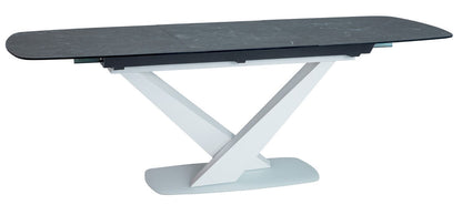 Kitchen Table West Santiago | size: Length: 90cm, Width: 220cm, Height: 76cm | color: White/Marble/Grey | image: 1 | variant: 1007687