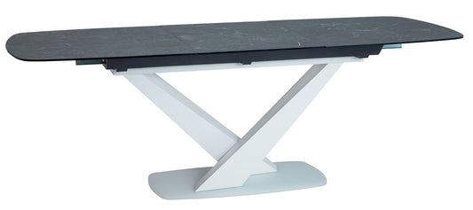 Kitchen Table West Santiago | size: Length: 90cm, Width: 220cm, Height: 76cm | color: White/Marble/Grey | image: 1 | variant: 1007687
