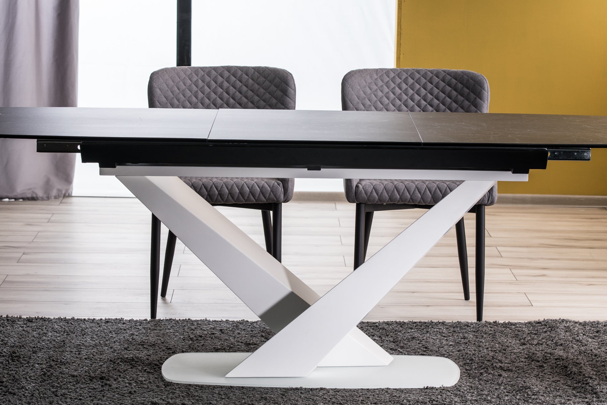 Kitchen Table West Santiago | size: Length: 90cm, Width: 220cm, Height: 76cm | color: White/Marble/Grey | image: 4 | variant: 1007687