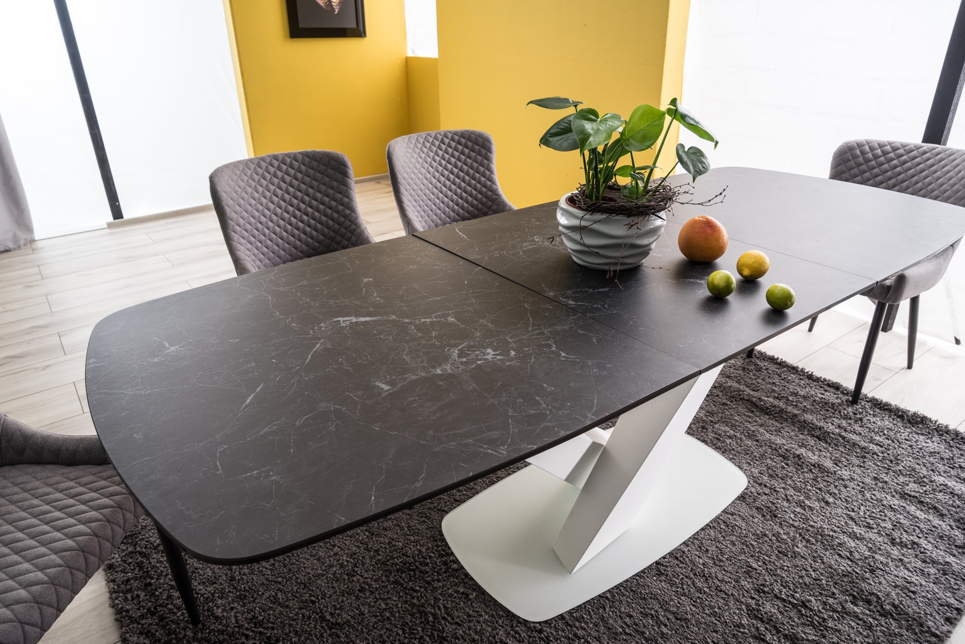 Kitchen Table West Santiago | size: Length: 90cm, Width: 220cm, Height: 76cm | color: White/Marble/Grey | image: 5 | variant: 1007687