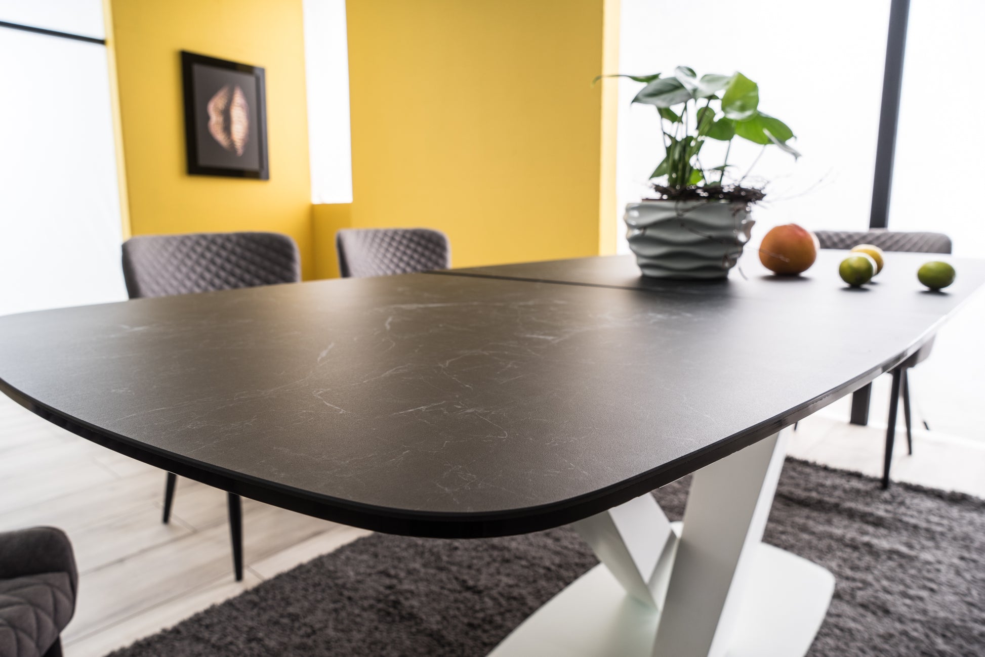 Kitchen Table West Santiago | size: Length: 90cm, Width: 220cm, Height: 76cm | color: White/Marble/Grey | image: 6 | variant: 1007687
