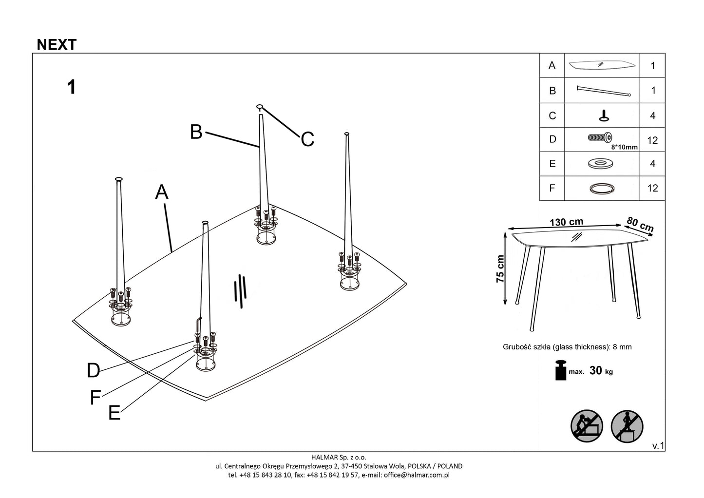 Kitchen Table West St Asaph | size: Length: 80cm, Width: 130cm, Height: 75cm | color: Transparent | image: 6 | variant: 1007387