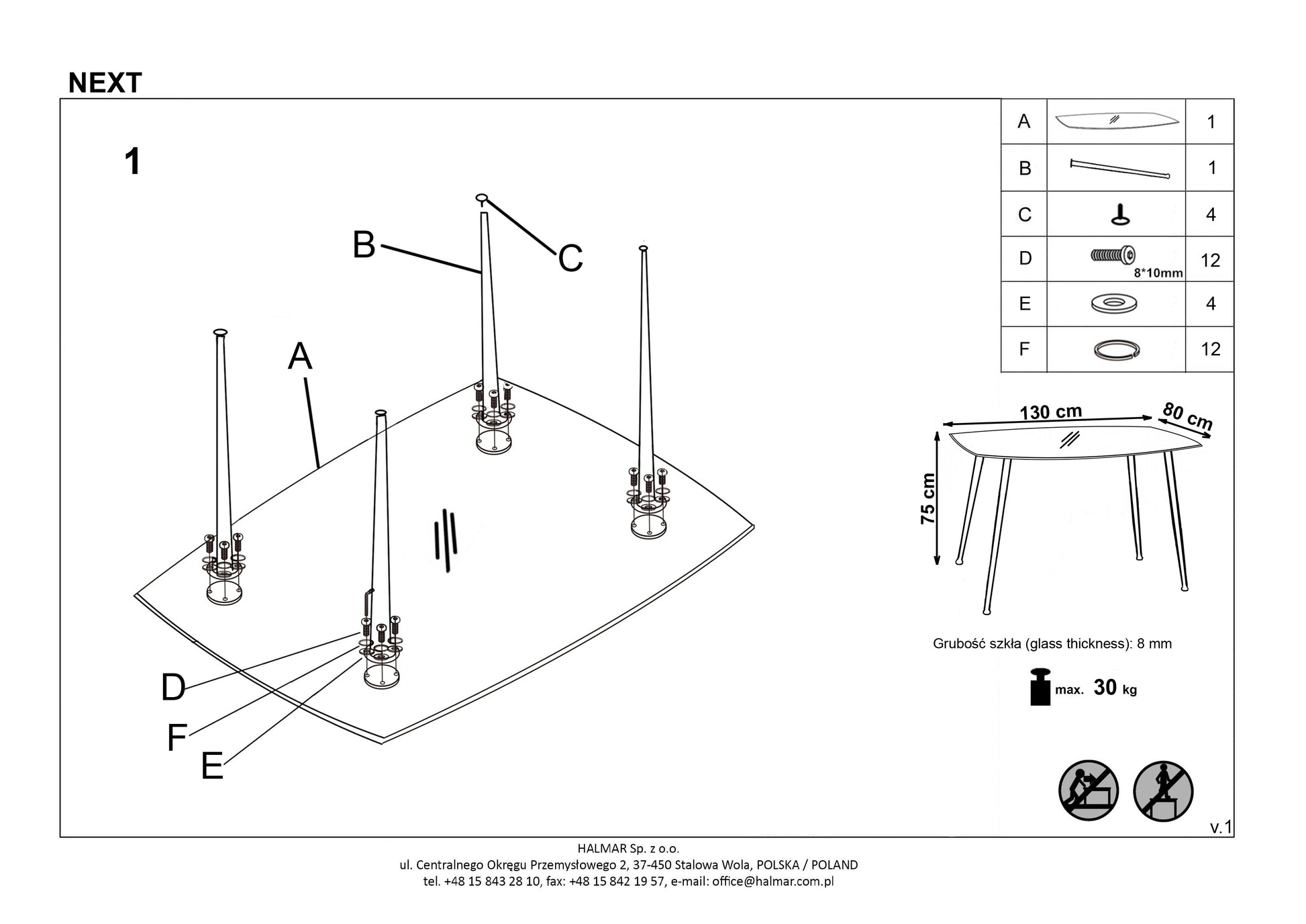 Kitchen Table West St Asaph | size: Length: 80cm, Width: 130cm, Height: 75cm | color: Transparent | image: 6 | variant: 1007387