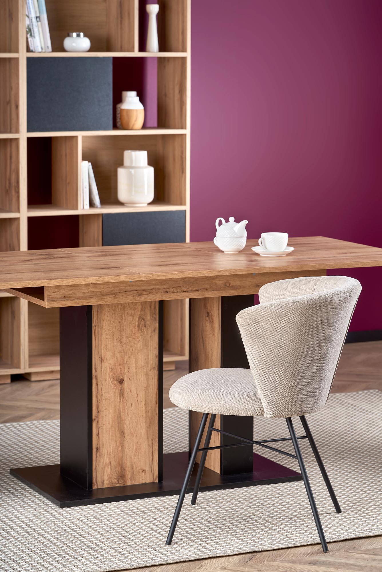 Kitchen Table West Sutton | size: Length: 85cm, Width: 175cm, Height: 77cm | color: Black/Oak | image: 7 | variant: 1007264