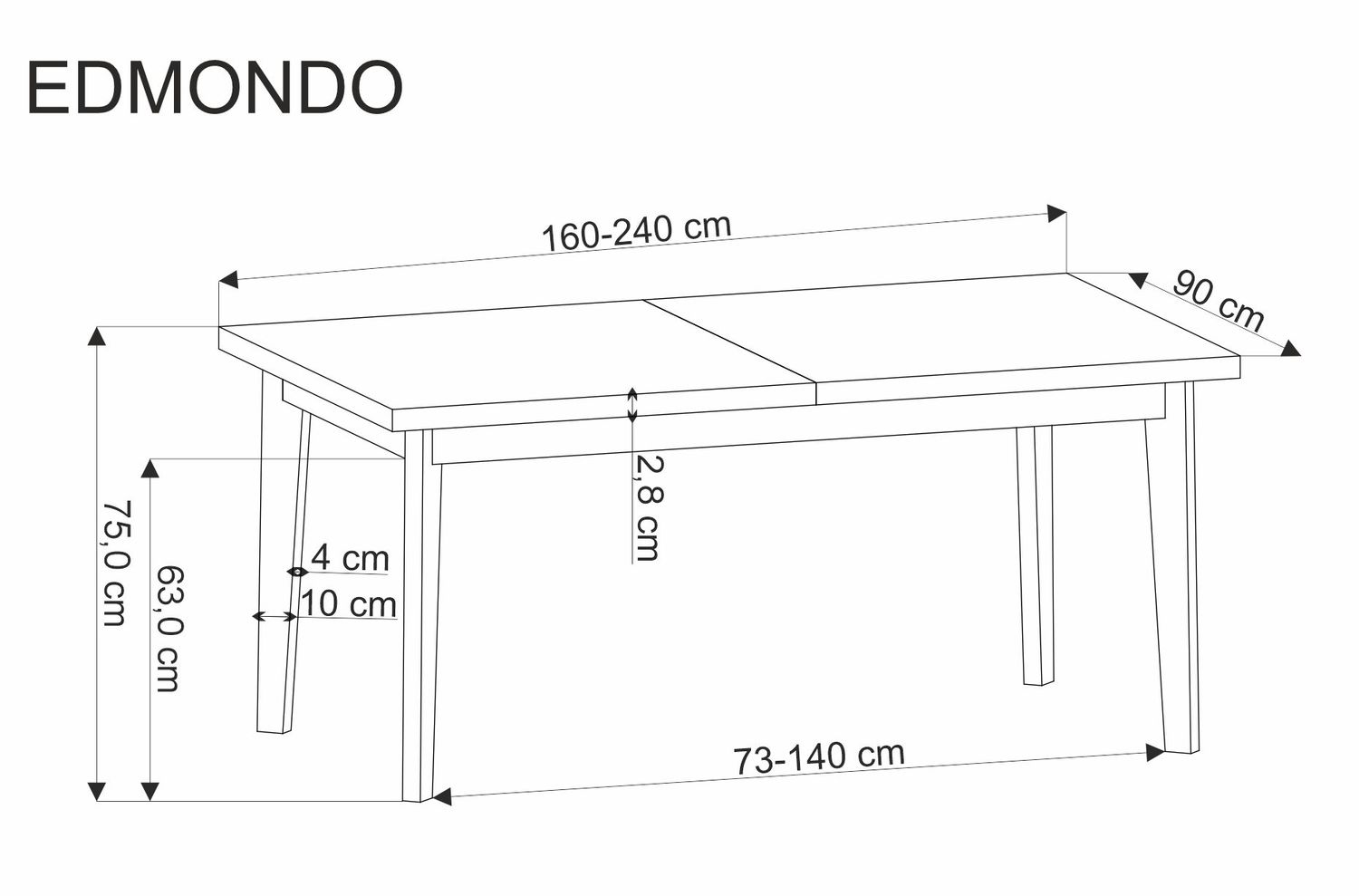 Kitchen Table West Utena | size: Length: 90cm, Width: 240cm, Height: 75cm | color: Oak | image: 6 | variant: 1007582