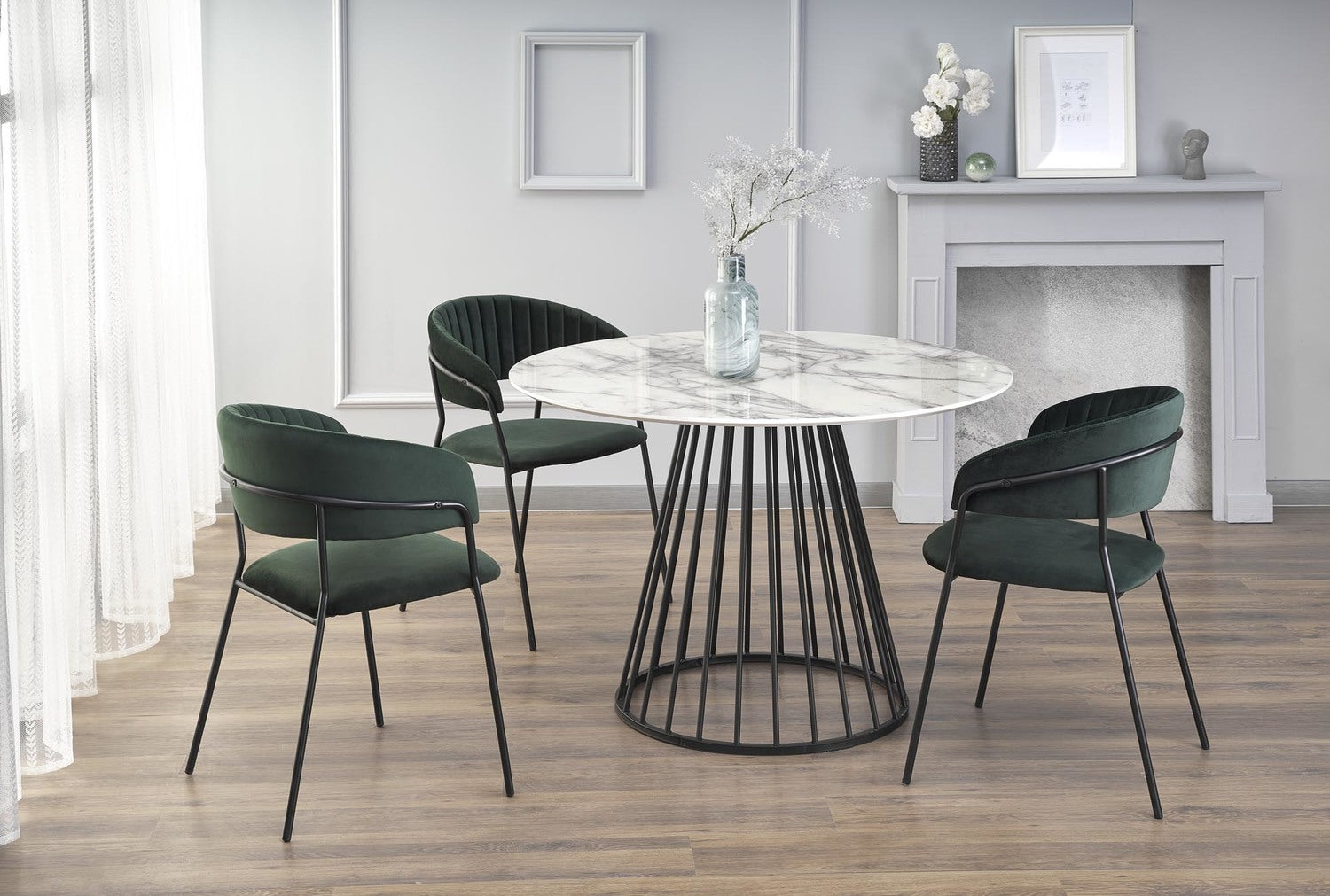 Kitchen Table West Vejle | size: Length: 110cm, Width: 110cm, Height: 75cm, Diameter: 110cm | color: White/Black | image: 2 | variant: 1007497