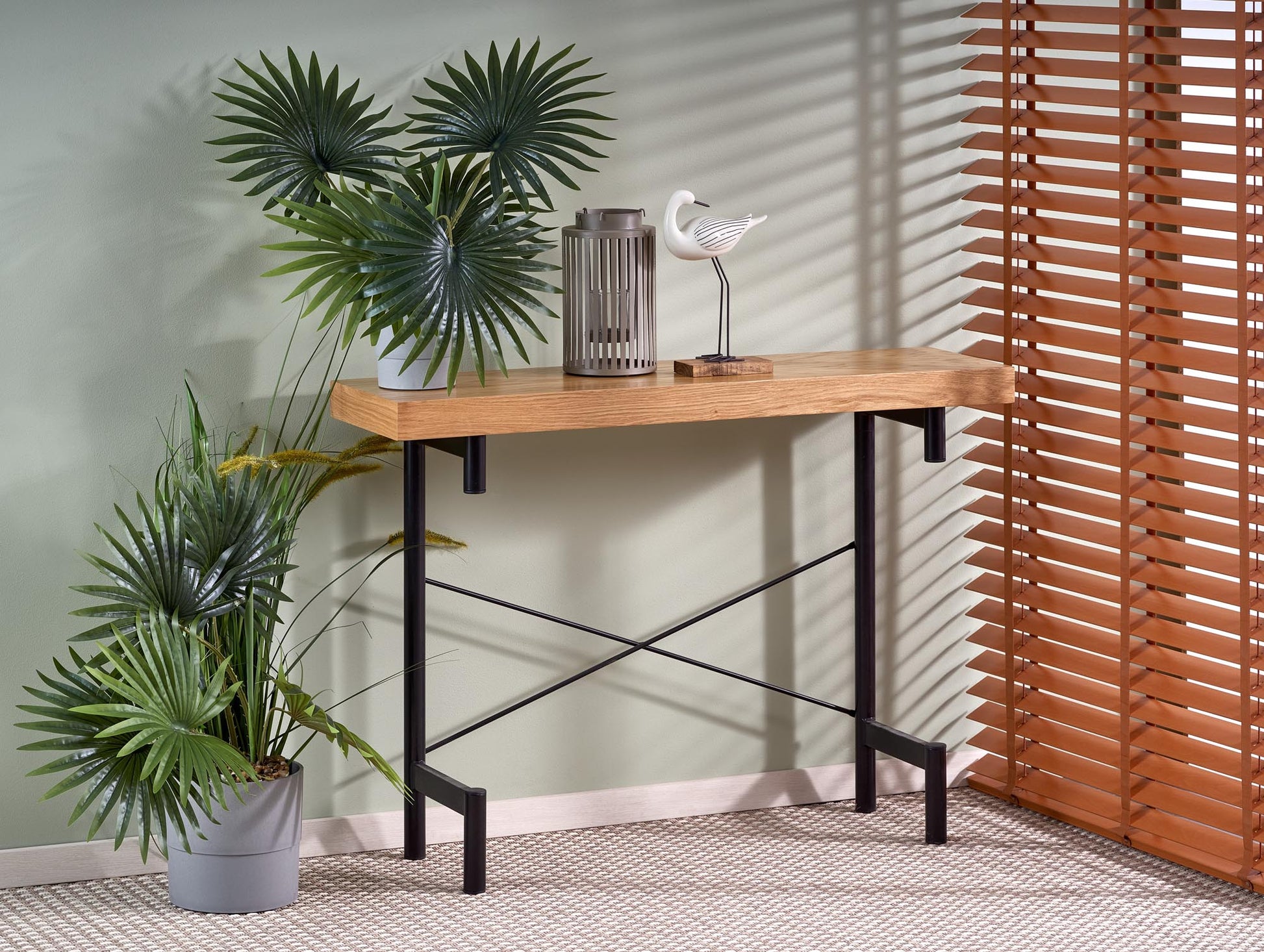 Kitchen Table West Whitby | size: Length: 30cm, Width: 106cm, Height: 77cm | color: Black/Oak | image: 2 | variant: 1007114