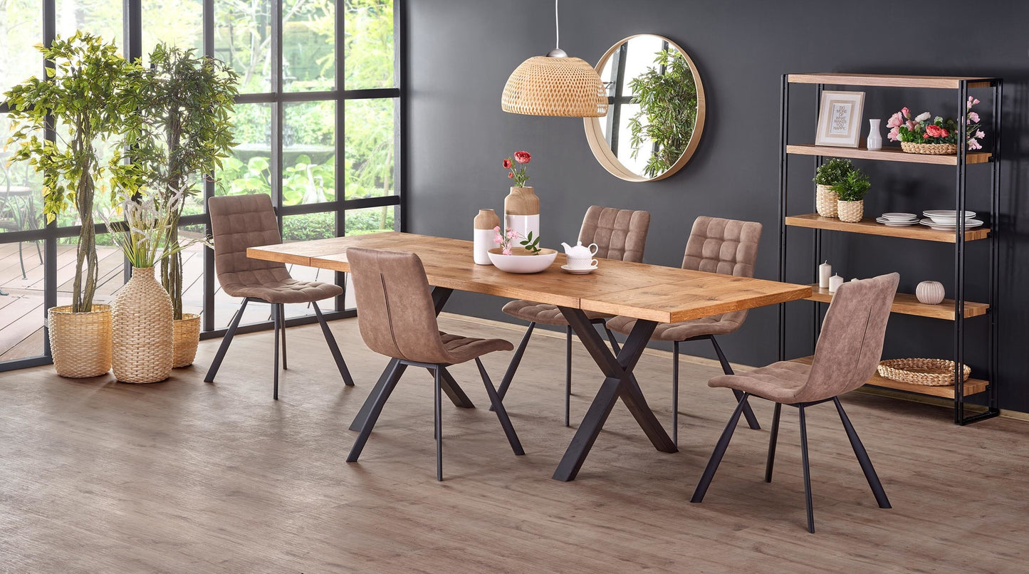 Kitchen Table Xavier | size: Length: 90cm, Width: 250cm, Height: 76cm | color: Black/Oak | image: 3 | variant: 1011302