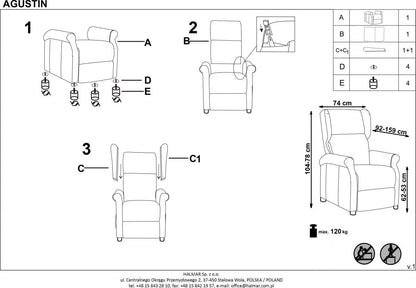Lounge Chair Agustin 2 | size: Width: 75cm, Height: 107cm, Depth: 92cm | color: Blue | image: 5 | variant: 1004561