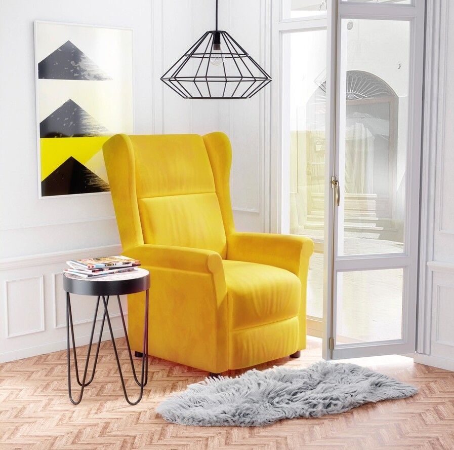 Lounge Chair Agustin 2 | size: Width: 75cm, Height: 107cm, Depth: 92cm | color: Yellow | image: 8 | variant: 1004562