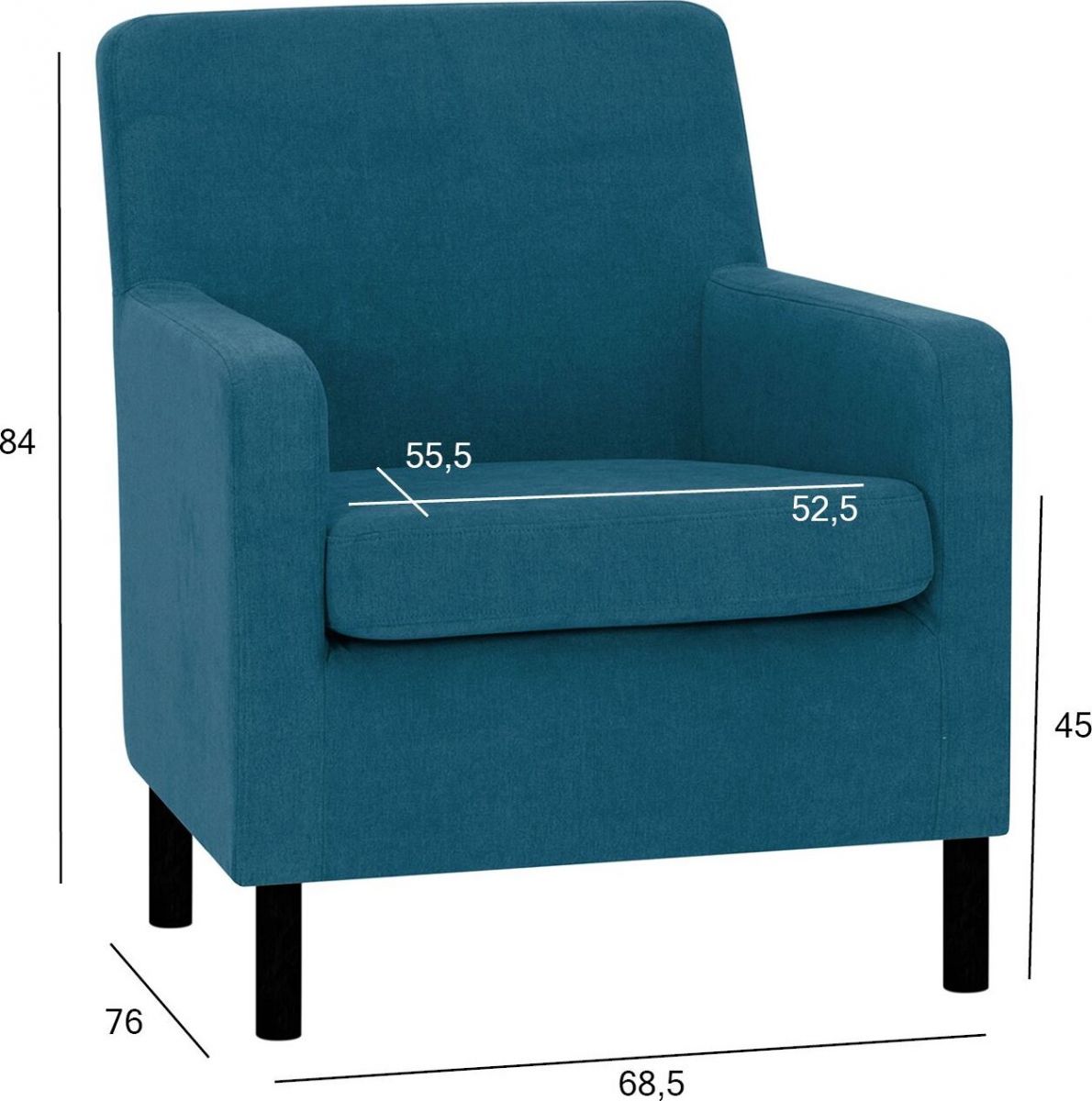 Lounge Chair Buxton | size: Width: 68.5cm, Height: 84cm, Depth: 76cm | color: Blue | image: 5 | variant: 1001030