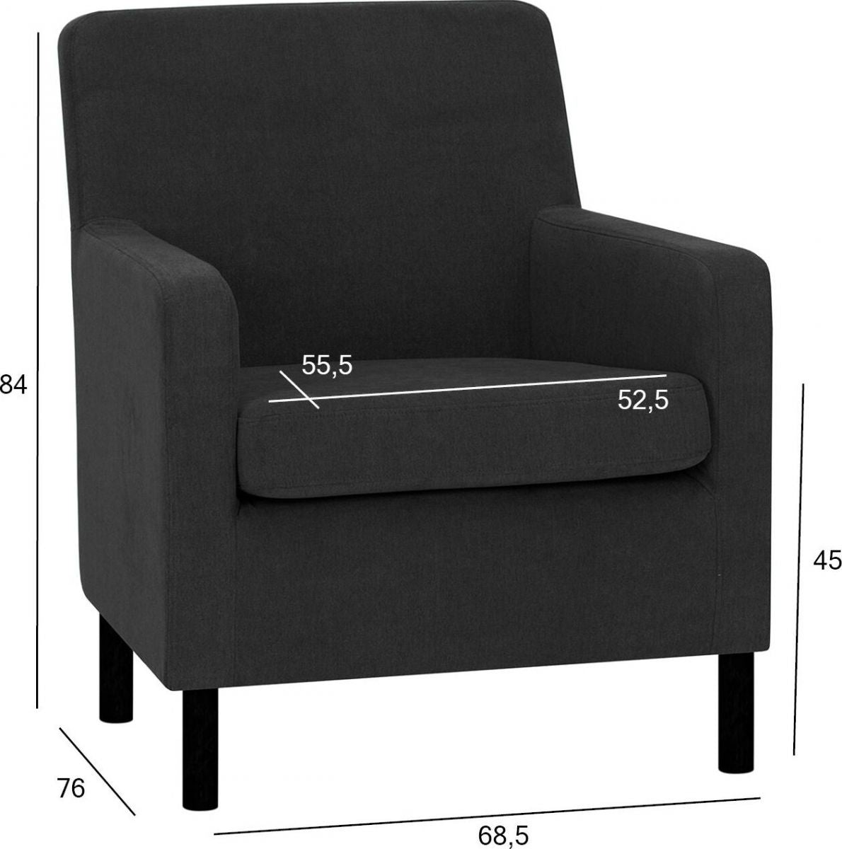 Lounge Chair Buxton | size: Width: 68.5cm, Height: 84cm, Depth: 76cm | color: Gray | image: 5 | variant: 1001029