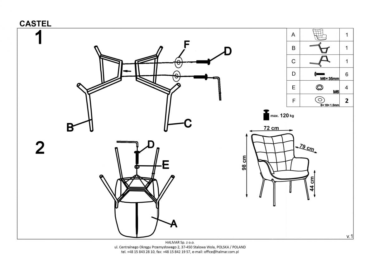 Lounge Chair Castel | size: Width: 71cm, Height: 97cm, Depth: 79cm | color: Blue | image: 3 | variant: 1004605
