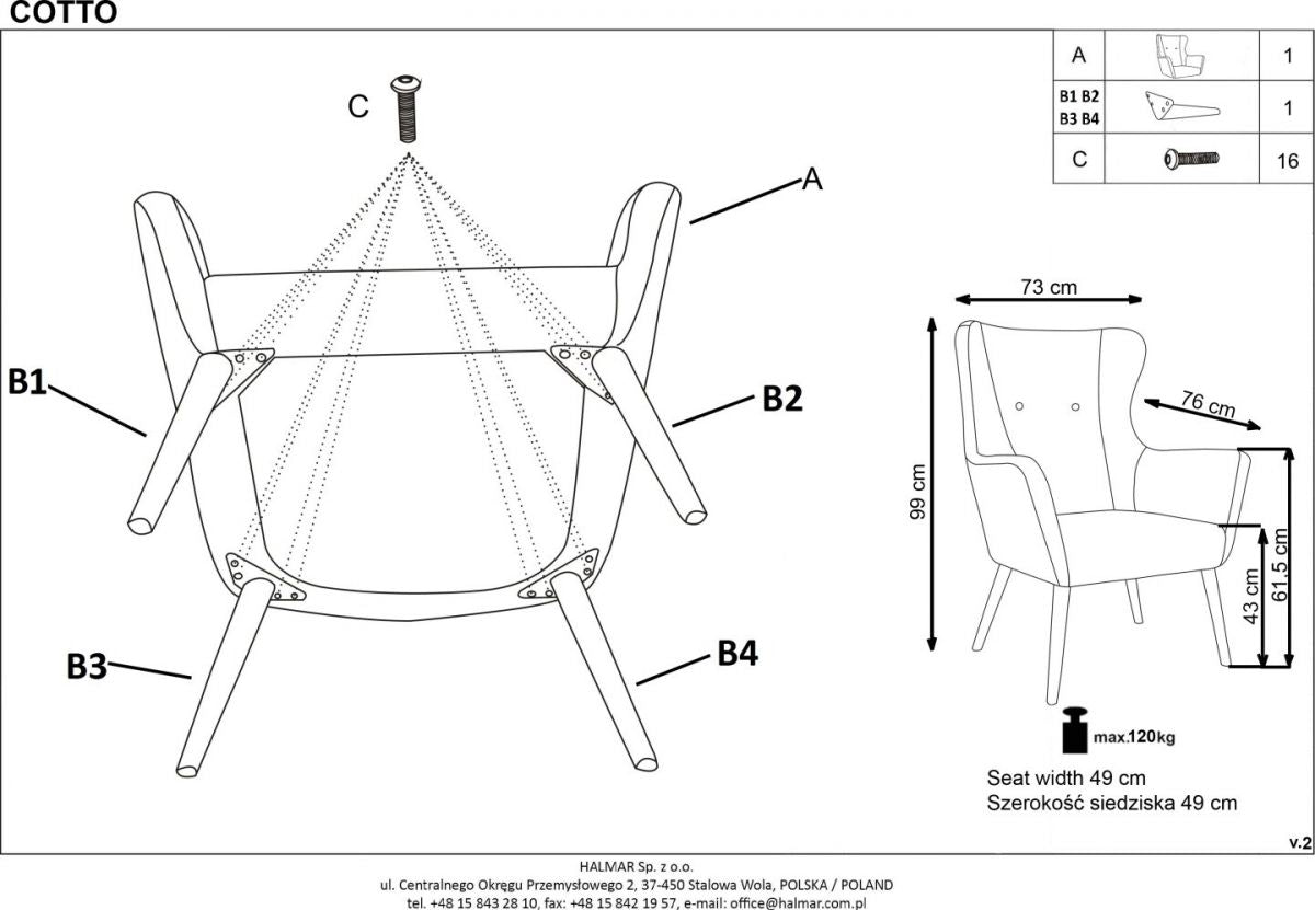 Lounge Chair Cotto | size: Width: 73cm, Height: 99cm, Depth: 76cm | color: Blue | image: 10 | variant: 1004627