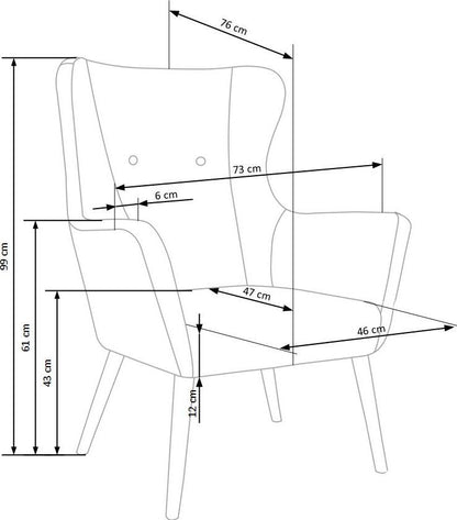 Lounge Chair Cotto | size: Width: 73cm, Height: 99cm, Depth: 76cm | color: Gray | image: 9 | variant: 1004625