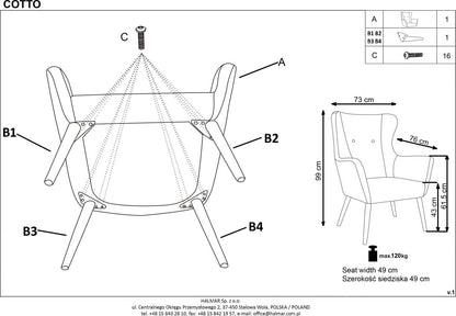 Lounge Chair Cotto | size: Width: 73cm, Height: 99cm, Depth: 76cm | color: Yellow | image: 4 | variant: 1004626