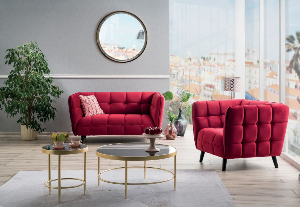 Lounge Chair Coventry | size: Width: 92cm, Height: 78cm, Depth: 85cm | color: Red | image: 5 | variant: 1004033