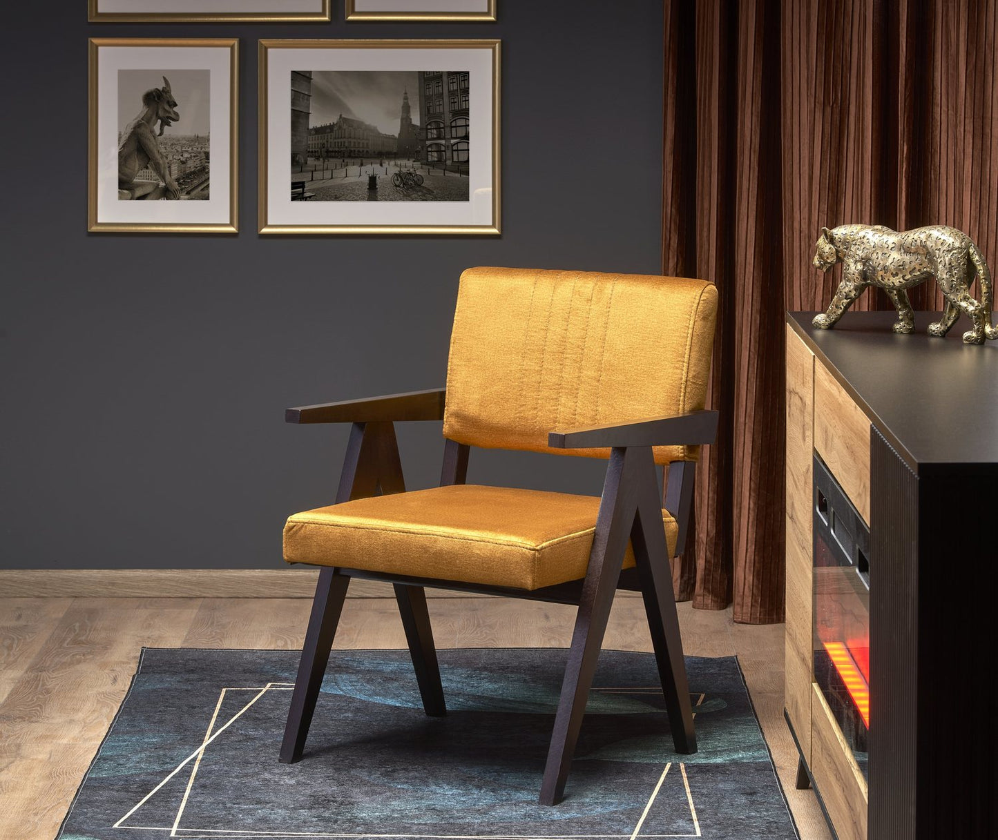 Lounge Chair Latina | size: Width: 58cm, Height: 84cm, Depth: 61cm | color: Yellow/Black | image: 2 | variant: 1002792