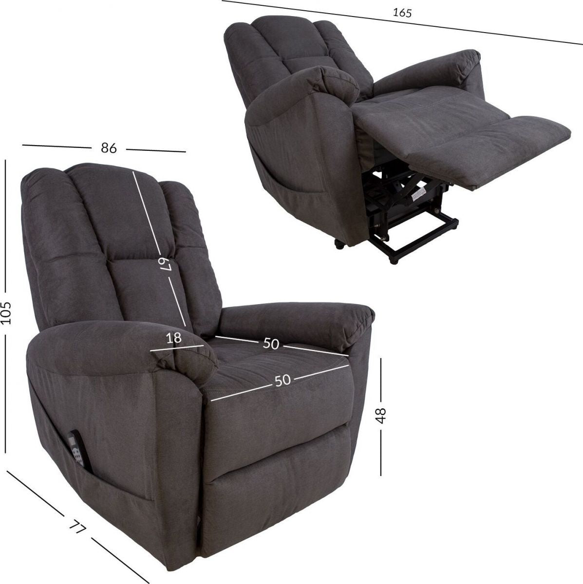 Lounge Chair Ledbury | size: Width: 86cm, Height: 105cm, Depth: 77cm | color: Gray | image: 9 | variant: 1001092