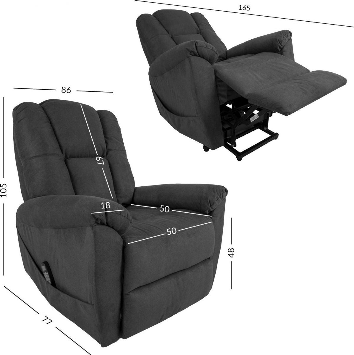 Lounge Chair Ledbury | size: Width: 86cm, Height: 105cm, Depth: 77cm | color: Gray | image: 9 | variant: 1001093