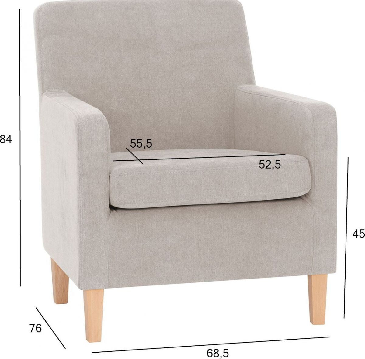 Lounge Chair Leene | size: Width: 68.5cm, Height: 84cm, Depth: 76cm | color: Beige | image: 6 | variant: 1004859