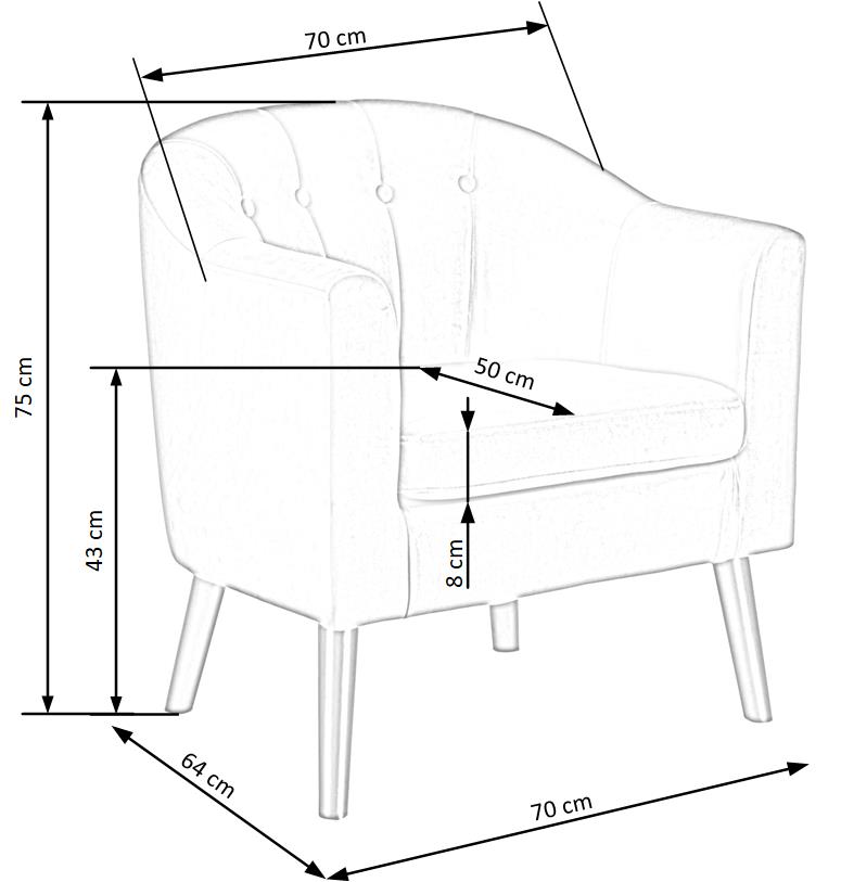 Lounge Chair Marshal | size: Width: 70cm, Height: 75cm, Depth: 64cm | color: Gray | image: 3 | variant: 1004672