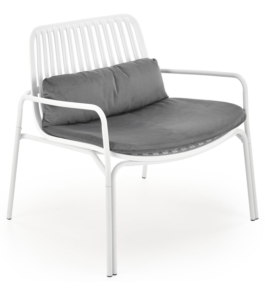 Lounge Chair Melby Leisure | size: Width: 77cm, Height: 75cm, Depth: 66cm | color: White/Grey | image: 1 | variant: 1004679