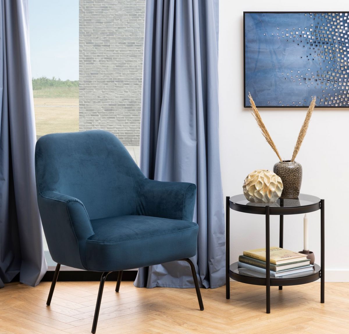 Lounge Chair Melissa | size: Width: 75cm, Height: 83cm, Depth: 75cm | color: Blue | image: 4 | variant: 1004876