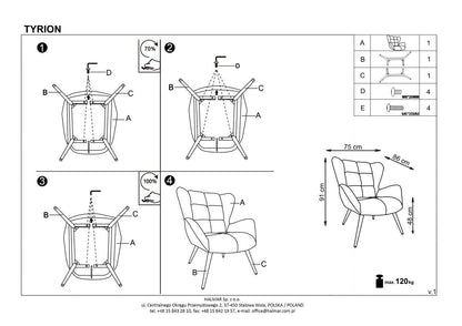Lounge Chair Tyrion | size: Width: 75cm, Height: 91cm, Depth: 86cm | color: Gray | image: 9 | variant: 1004734