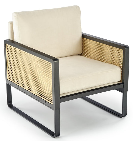 Lounge Chair West New Quay | size: Width: 64cm, Height: 77cm, Depth: 74cm | color: Beige/Black | image: 1 | variant: 1007358