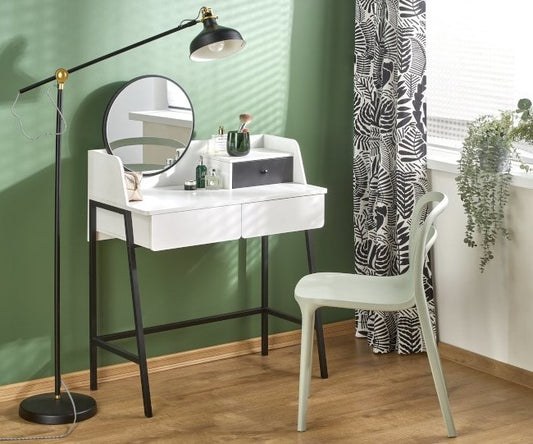 Makeup Table West Tywyn | size: Length: 42cm, Width: 80cm, Height: 120cm | color: White/Black | image: 1 | variant: 1007363