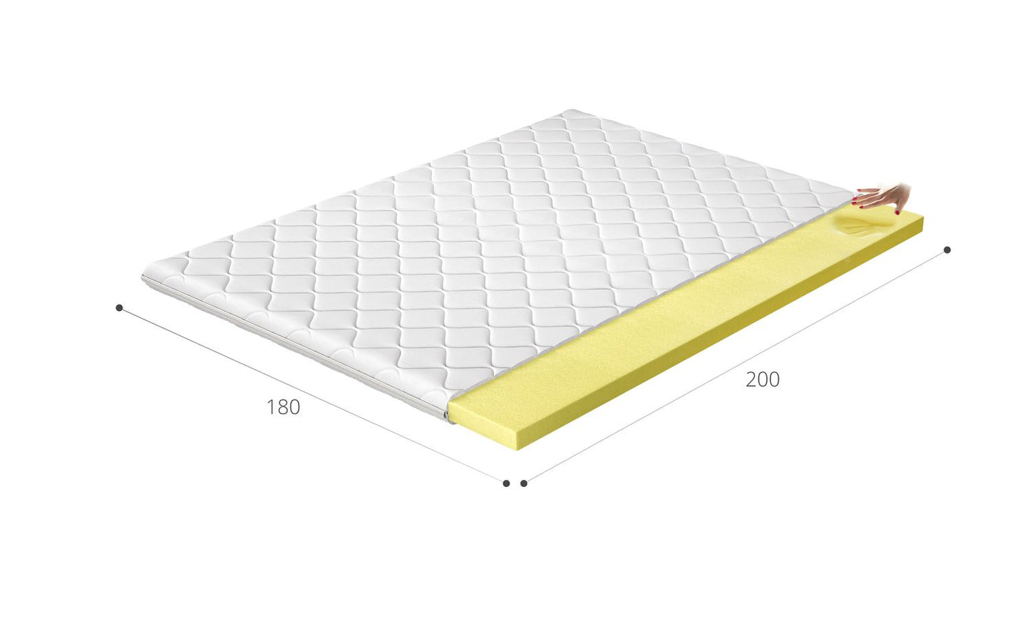 Mattress Topper Lecco 5 | size: Length: 200cm, Width: 180cm | image: 2 | variant: 1014975