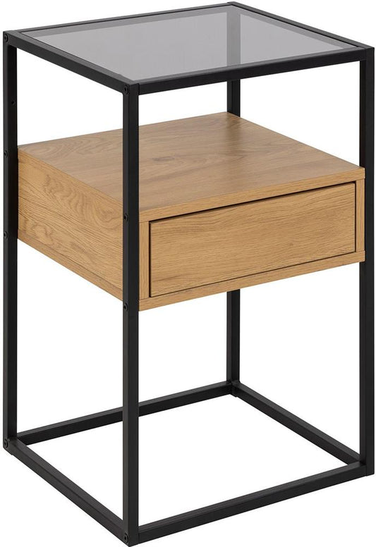 Nightstand East San Marino | size: Width: 40cm, Height: 60cm, Depth: 35cm | color: Black/Oak | image: 1 | variant: 1006080