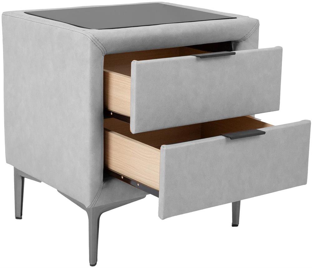 Nightstand Lena | size: Width: 50.5cm, Height: 54cm, Depth: 41cm | color: Gray | image: 2 | variant: 1002378