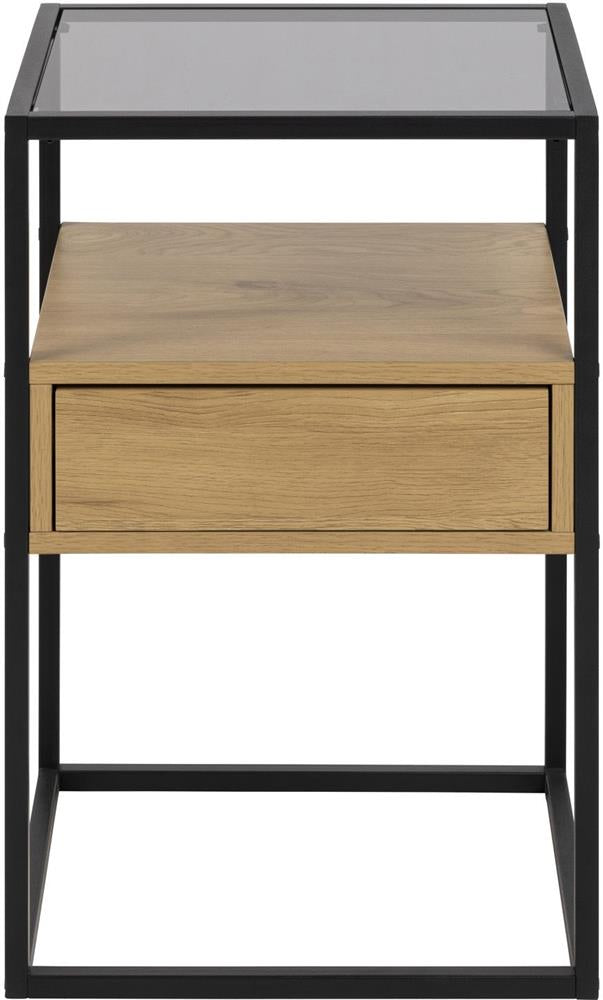 Nightstand Randolf | size: Width: 40cm, Height: 60cm, Depth: 35cm | color: Black/Oak | image: 2 | variant: 1016949