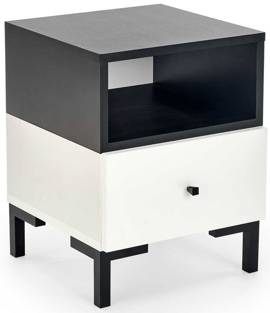 Nightstand West Burgess | size: Width: 40cm, Height: 52cm, Depth: 40cm | color: White/Black | image: 0 | variant: 1007547