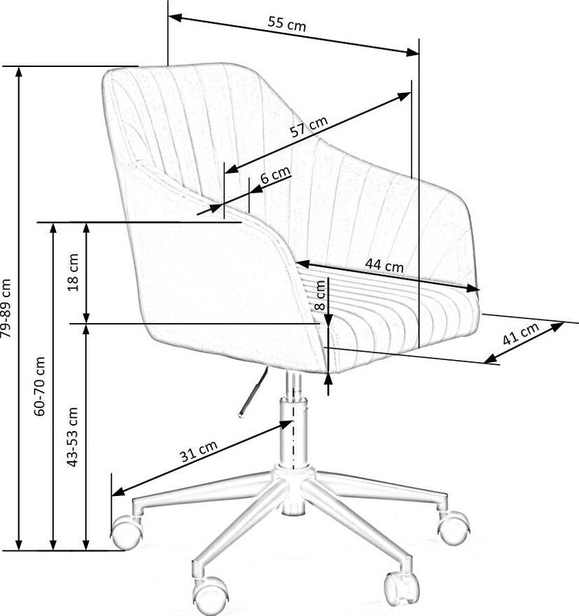 Office Chair Alessandria | size: Width: 57cm, Height: 91cm, Depth: 55cm | color: Gray | image: 9 | variant: 1002896