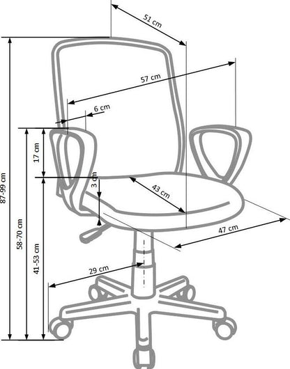 Office Chair Alex | size: Width: 57cm, Height: 99cm, Depth: 56cm | color: Gray | image: 4 | variant: 1011527