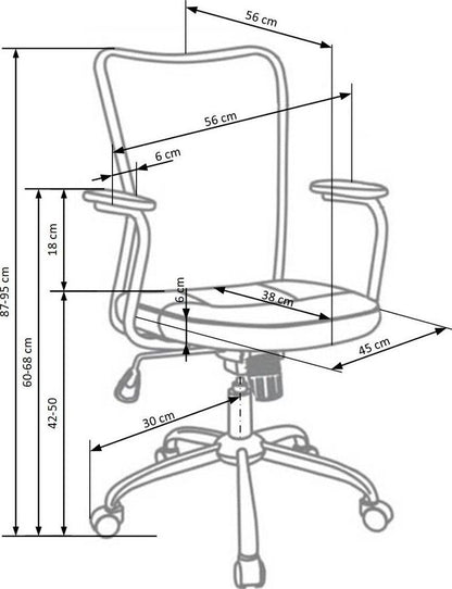 Office Chair Andy | size: Width: 56cm, Height: 95cm, Depth: 41cm | color: Blue | image: 3 | variant: 1005071