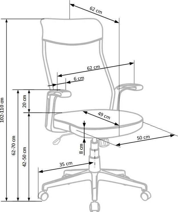 Office Chair Arctic | size: Width: 62cm, Height: 110cm, Depth: 62cm | color: Gray | image: 8 | variant: 1011547