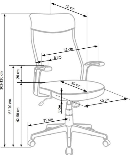 Office Chair Arctic | size: Width: 62cm, Height: 110cm, Depth: 62cm | color: Gray | image: 8 | variant: 1011547