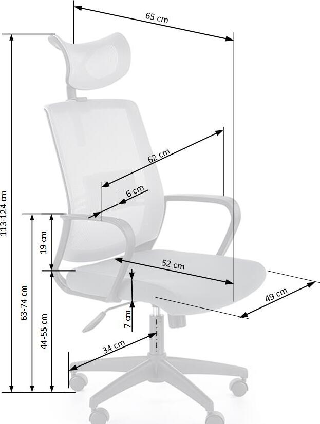 Office Chair Arsen | size: Width: 62cm, Height: 124cm, Depth: 65cm | color: Gray | image: 9 | variant: 1011966