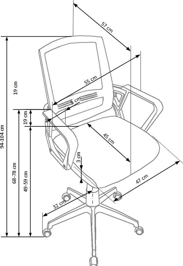 Office Chair Ascot | size: Width: 55cm, Height: 104cm, Depth: 57cm | color: Black | image: 4 | variant: 1011964