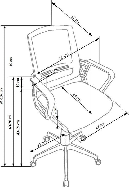 Office Chair Ascot | size: Width: 55cm, Height: 104cm, Depth: 57cm | color: Black | image: 4 | variant: 1011964